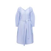 Blue Cotton Casual Dress
