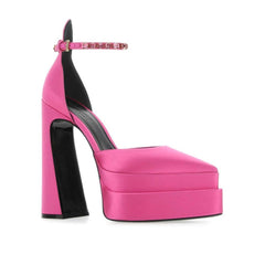 Multicolor Satin Platform Pumps