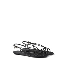 Black Calfskin Strap-On Sandals