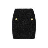 Black Cotton Mini Skirt