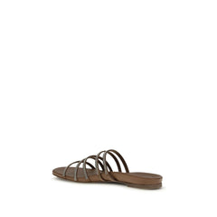 Brown Calf Leather Bos Taurus Flip-Flop Sandals