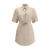 Beige Cotton Casual Dress