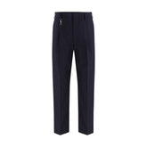 Blue Cotton Casual Pants