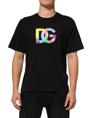 Black Logo Print Cotton Crew Neck T-shirt