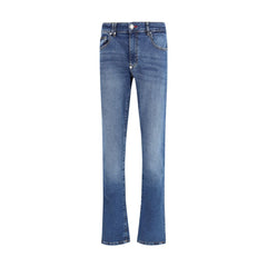 Blue Cotton Straight-Leg Jeans