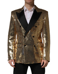 Gold Sequined Double Breasted Jacket Blazer