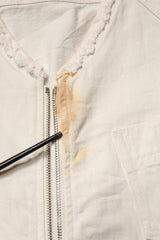 Off White Cotton Full Zip Denim Men Blouson Jacket