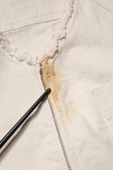 Off White Cotton Full Zip Denim Men Blouson Jacket