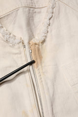 Off White Cotton Full Zip Denim Men Blouson Jacket