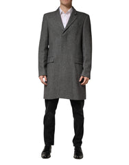 Gray Single Breasted Men Trench Coat Jacket