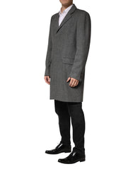 Gray Single Breasted Men Trench Coat Jacket