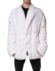 White Silk Padded Parka Men Coat Jacket