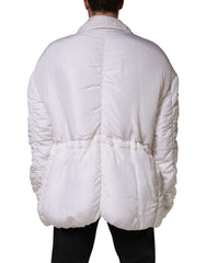 White Silk Padded Parka Men Coat Jacket
