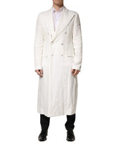 White Double Breasted Men Trench Coat Jacket