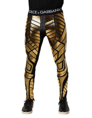 Black Gold Geometric Logo Men Leggings Pants