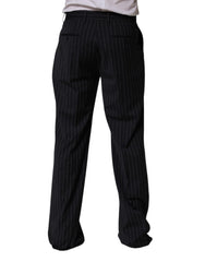 Black Stripe Straight Men Dress Trouser Pants