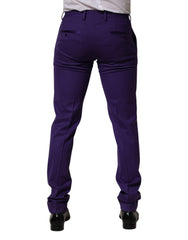 Purple Wool Skinny Dress Men Trouser Pants