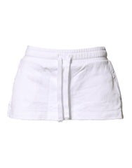 White Cotton Blend Mid Waist A-line Mini Skirt