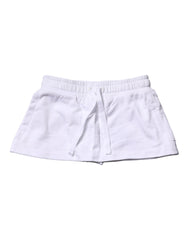 White Cotton Blend Mid Waist A-line Mini Skirt