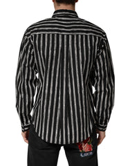 Black Stripes Cotton Men Formal Dress Shirt