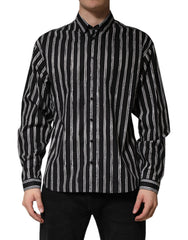 Black Stripes Cotton Men Formal Dress Shirt
