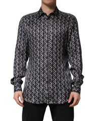 Multicolor Patterned Collared GOLD Men Dress Shirt