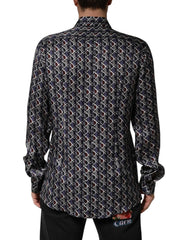 Multicolor Patterned Collared GOLD Men Dress Shirt