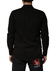 Black Cotton Collared Men Button Down Shirt
