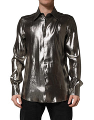 Silver Silk GOLD Collared Dress Formal Shirt