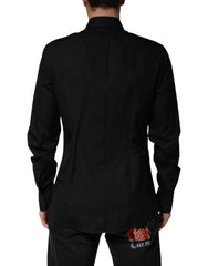 Black Crystal GOLD Formal Cotton Dress Shirt