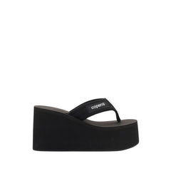 Black Polyester Platform Sandals