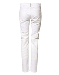White Cotton Stretch Skinny Denim Jeans