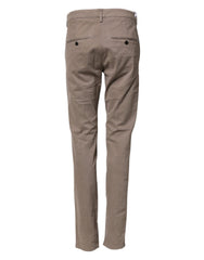 Cotton Stretch Straight Chino Trouser Brown