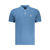 Blue Cotton Men Polo Shirt