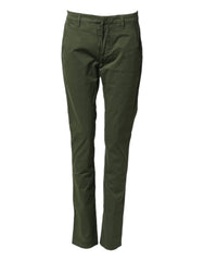 Dark Green Cotton Stretch Skinny Chino Trouser Pants