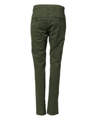 Dark Green Cotton Stretch Skinny Chino Trouser Pants
