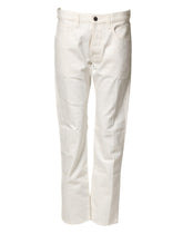 White Cotton Straight Denim Mid Waist Trouser Jeans