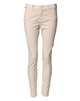 Beige Mid Waist Skinny Fit Denim Trouser Jeans