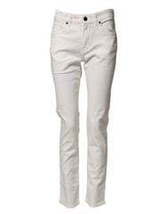 White Cotton Mid Waist Skinny Denim Trouser Jeans