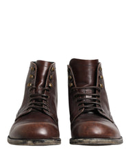 Brown Lace Up Short Ankle Boots Men Shoes