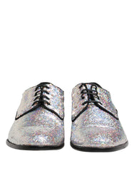Silver Sequined Lace Up Men Derby Dress Shoes