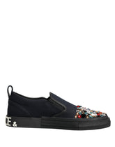 Blue Canvas Embellished Slip On Men Sneakers Shoes