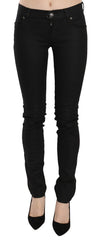 Cotton Black Mid Waist Skinny Denim Jeans
