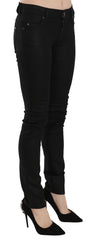 Cotton Black Mid Waist Skinny Denim Jeans