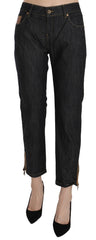 Cotton Blue High Waist Straight Cropped Trouser Jeans