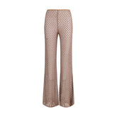 Brown Viscose Flared Pants