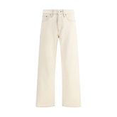 Beige Cotton Relaxed Fit Jeans