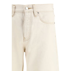 Beige Cotton Relaxed Fit Jeans