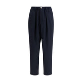 Blue Merino Wool Casual Pants