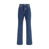 Blue Cotton Straight-Leg Jeans